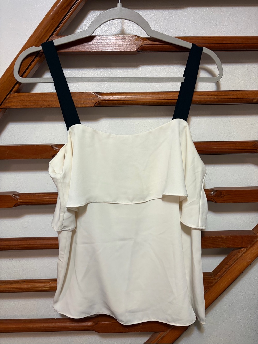 H&M Cream Ruffle Camisole with Black Straps